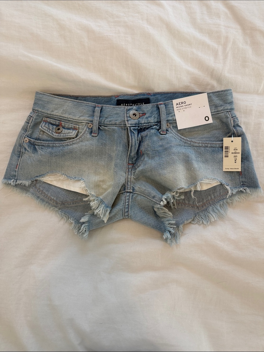 Aeropostale Light Blue Distressed Denim Cutoff Shorts with Frayed Hem